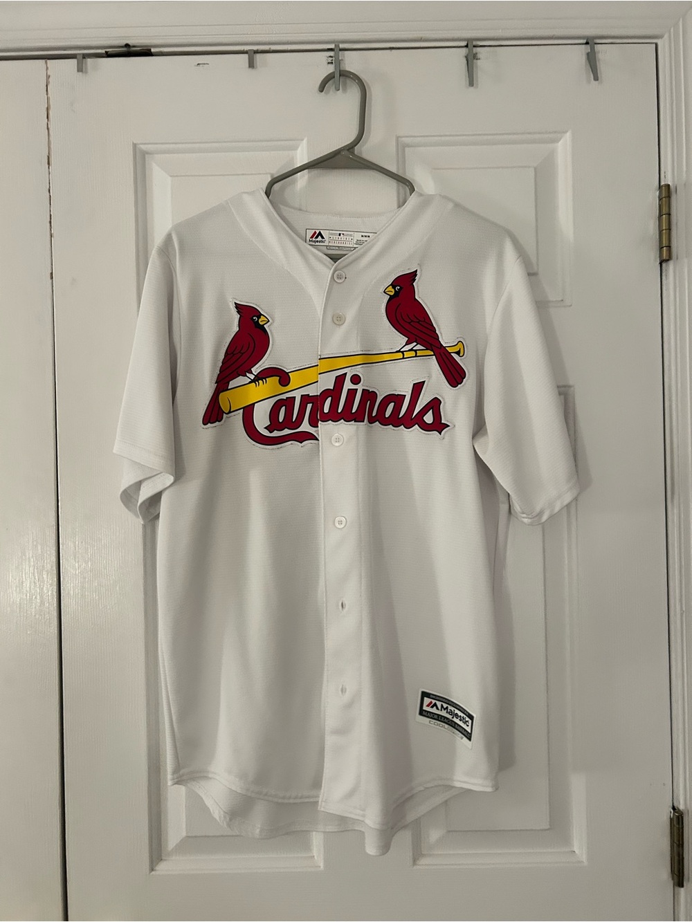 Majestic White Baseball Jersey with Red Cardinal Accents